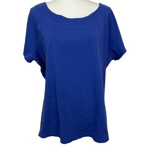 KIM ROGERS Women’s Pullover Top Sz 2X Color Cobalt Blue Round Neck Short Sleeve